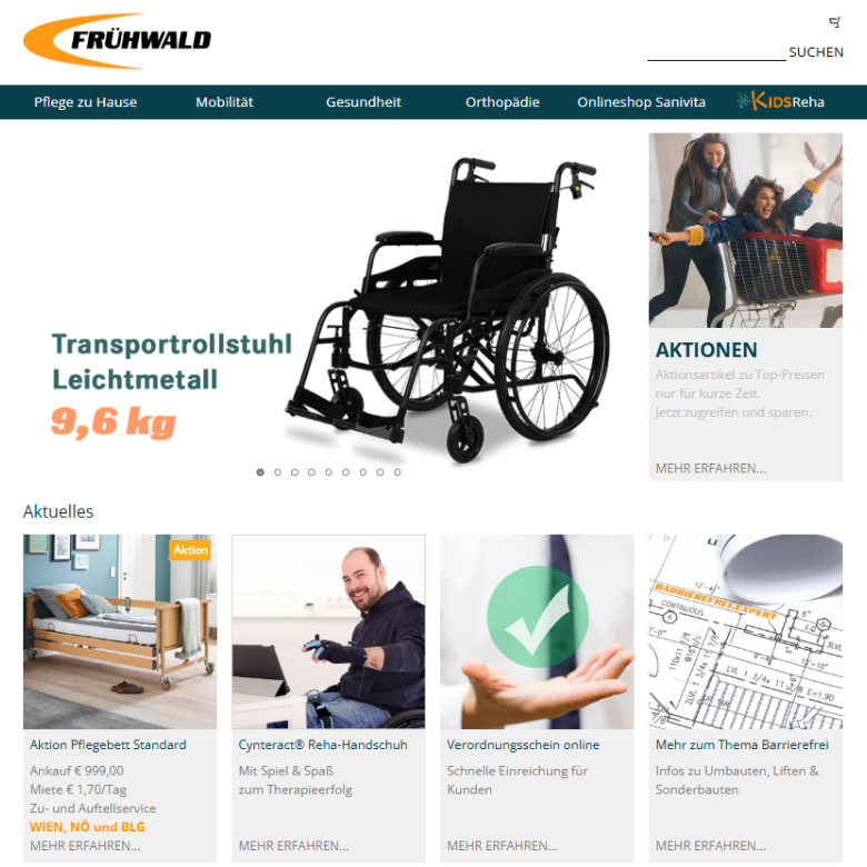 PICS Webagentur Salzburg - Webshop Referenz - Frühwald Heilbehelfe