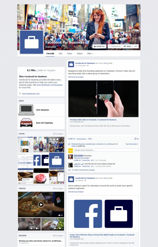 Das neue Facebook Page-Design 