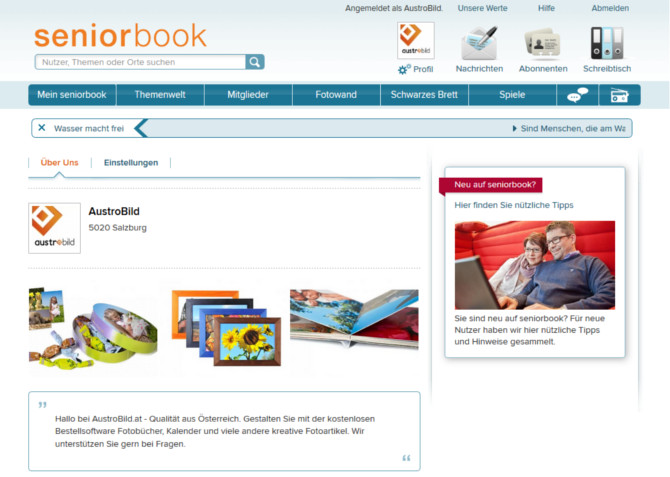 Unternehmensseite von AustroBild.at auf Seniorbook.de