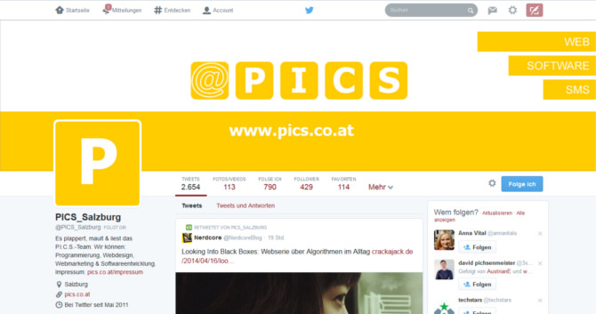 PICS-Account im neuen Twitter-Look