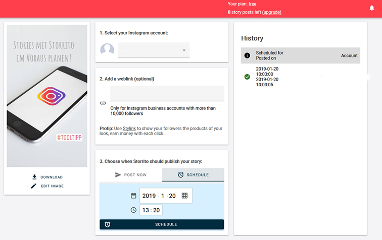 Mit Storrito Instagram Stories bequem im Voraus planen