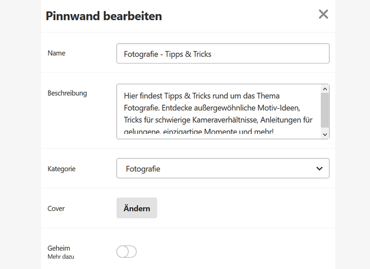 PICS Blog Pinnwand bearbeiten