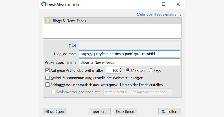 RSS-Feeds für Instagram generieren