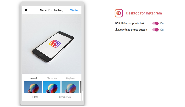 Chrome Add-on Desktop for Instagram