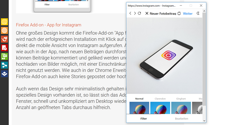 Firefox Add-on - App for Instagram