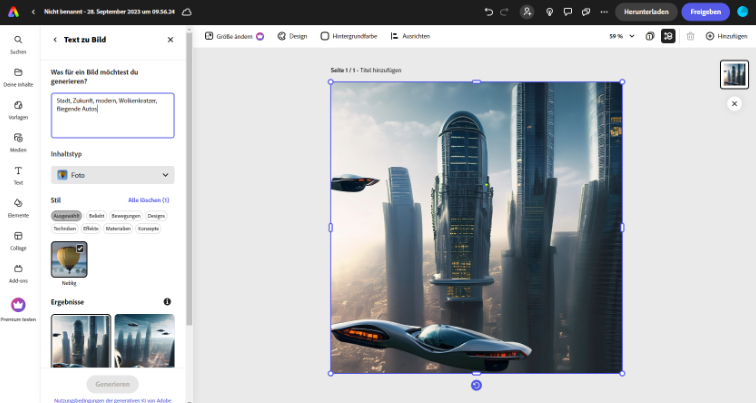 Pics Blog - Screenshot Adobe Express KI